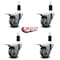 Service Caster 3'' Gray Poly Swivel 1-3/8'' Expanding Stem Caster Set Total Lock Brake, 4PK SCC-EXTTL20S314-PPUB-138-4 - alternate 2